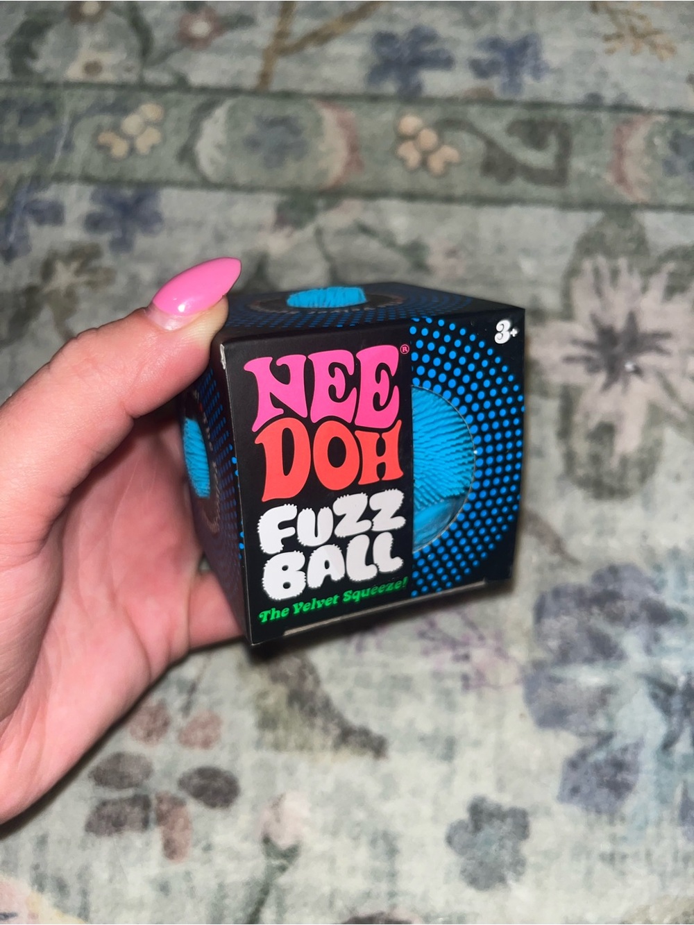 Needoh Fuzz Ball Velvet Squeeze Toy - Blue